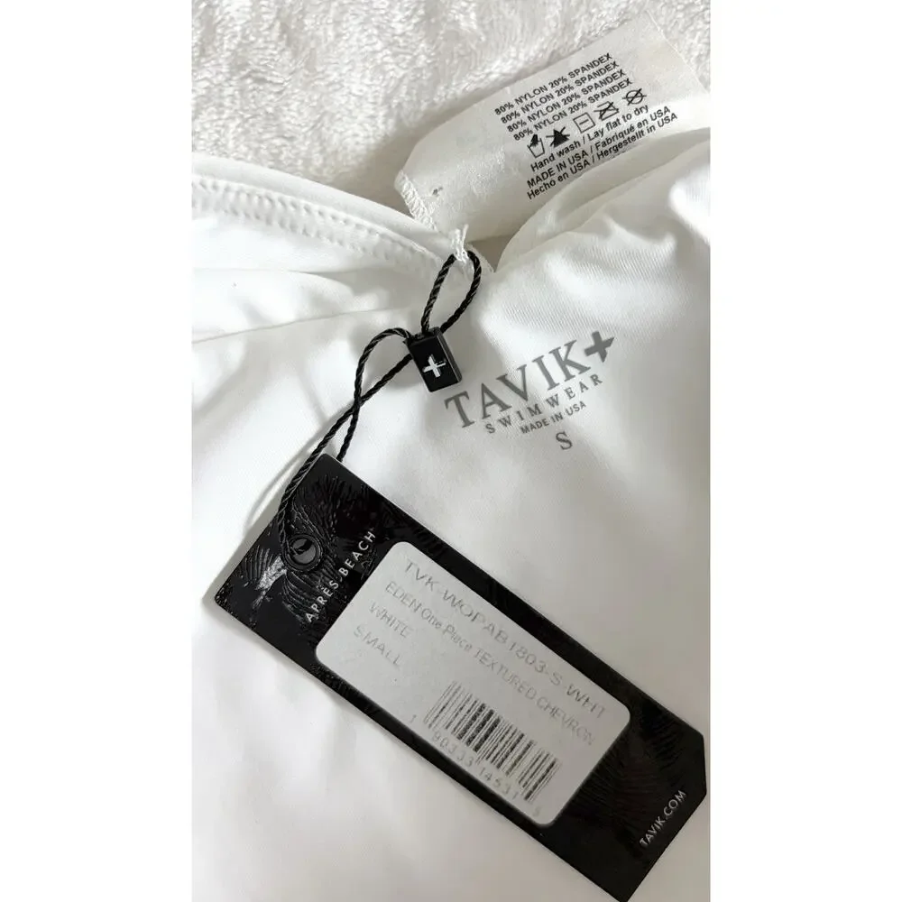 NWT Tavik Free People Size S Eden One-Piece Swimsuit White Textured Chevron